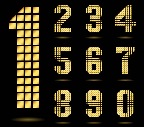 Set Golden Numbers Isolated Black Background — Stock Vector