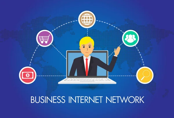 Business Internet Network World Vector Illustration — Stock Vector