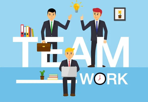 Cartoon People Office Idea Team Work Concept Background — Stock Vector