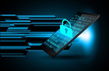 cep telefonu, güvenlik konsepti, dijital ve siber güvenlik konusunda kapalı asma kilit