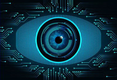 güvenlik siber konsepti göz, soyut yüksek hızlı dijital internet bağlantısı tasarımı