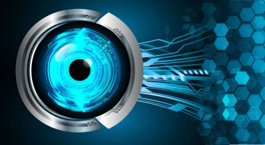 Mavi göz siber devre gelecekteki teknoloji konsepti