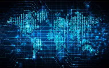 Mavi dünya siber devre gelecekteki teknoloji kavramı