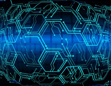 Siber güvenlik teknolojisi, bilgi siber güvenlik kavramı için soyut bir geçmiş. Vektör illüstrasyonu.