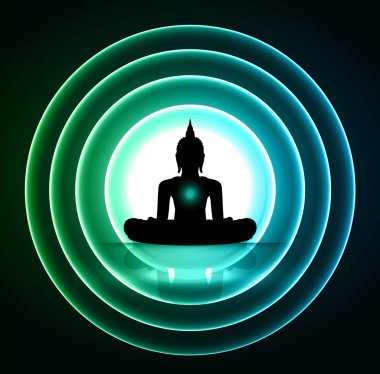 Buda silueti, soyut tasarım içeren konsept arkaplan