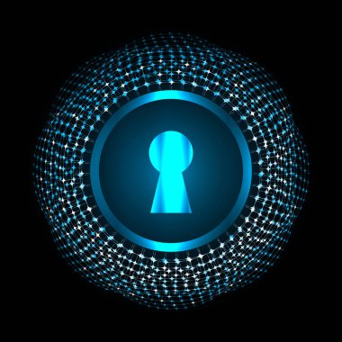 Kilitli siber güvenlik kavramı, soyut yüksek hızlı dijital internet bağlantısı tasarımı