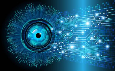 Mavi göz siber devre gelecekteki teknoloji konsepti
