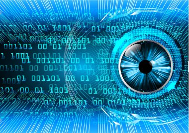 Teknoloji bilimi konsepti göz dijital bağlantısı ve soyut arka planda ikili hi teknolojisi