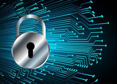 Siber Güvenlik Konsepti. Sayısal Arkaplanda Kapatılmış Asma Kilit 