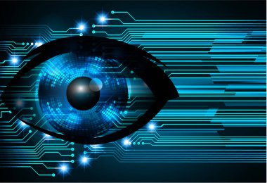 Mavi göz siber devre gelecekteki teknoloji konsepti