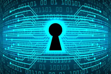 anahtar deliğine sahip siber güvenlik kavramı, soyut yüksek hızlı dijital internet bağlantı tasarımı