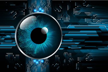 Mavi göz siber devre gelecekteki teknoloji konsepti