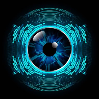Mavi göz siber devre gelecekteki teknoloji konsepti