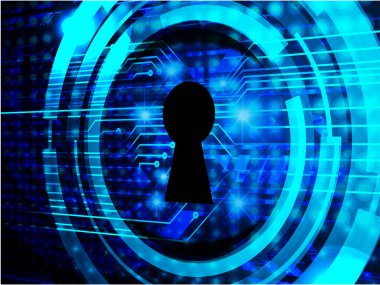 anahtar deliğine sahip siber güvenlik kavramı, soyut yüksek hızlı dijital internet bağlantı tasarımı