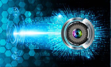 Mavi göz siber devre gelecekteki teknoloji konsepti