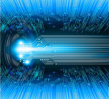 Mavi göz siber devre gelecekteki teknoloji konsepti