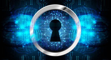 anahtar deliğine sahip siber güvenlik kavramı, soyut yüksek hızlı dijital internet bağlantı tasarımı