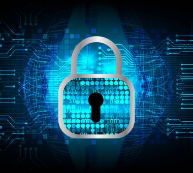 Kilitli siber güvenlik kavramı, soyut yüksek hızlı dijital internet bağlantısı tasarımı