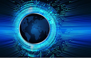 Mavi dünya siber devre gelecekteki teknoloji kavramı