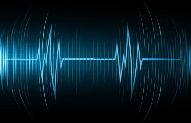 Blue Heart nabız monitörü sinyal veriyor. Kalp atışı. ekg simge dalgası