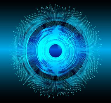 Mavi göz siber devre gelecekteki teknoloji konsepti