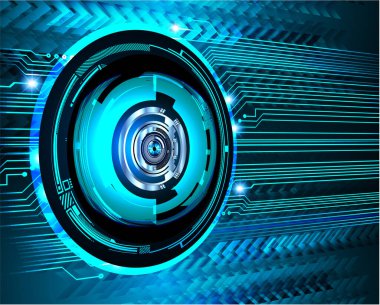 Mavi göz siber devre gelecekteki teknoloji konsepti