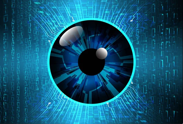 Binary Future Technology Blue Eye Cyber Security Concept Background Abstract — Stock Vector