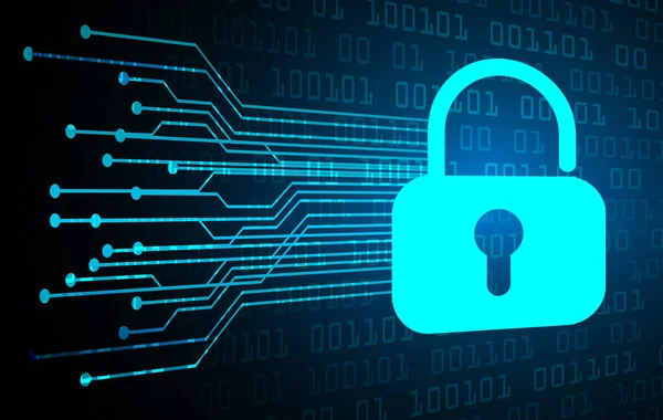 Cybersikkerhed Koncept Baggrund Med Lås Abstrakt Høj Hastighed Digital Internetforbindelse – Stock-vektor