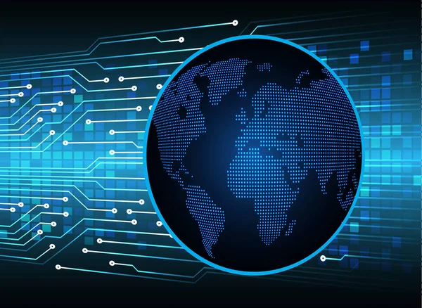 Dünya ikili devre kartı gelecek teknolojisi, mavi hud siber güvenlik kavramı arka planı