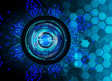 Mavi göz siber devre gelecekteki teknoloji konsepti