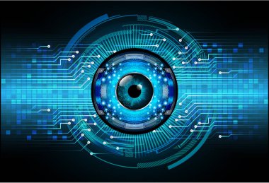 Mavi göz siber devre gelecekteki teknoloji konsepti