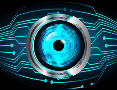 Mavi göz siber devre gelecekteki teknoloji konsepti