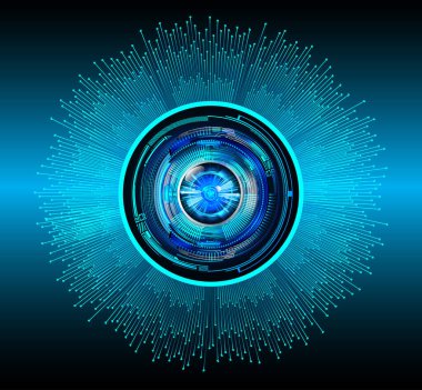 Mavi göz siber devre gelecekteki teknoloji konsepti