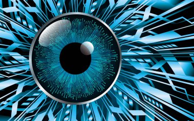Mavi göz siber devre gelecekteki teknoloji konsepti