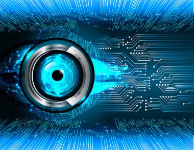 Teknoloji bilimi konsepti göz dijital bağlantısı ve soyut arka planda ikili hi teknolojisi