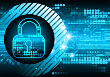 Kilitli siber güvenlik kavramı, soyut yüksek hızlı dijital internet bağlantısı tasarımı