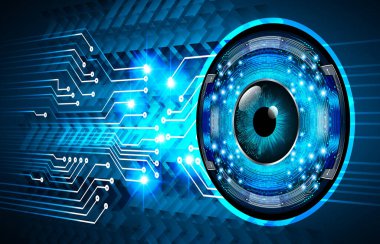 Mavi göz siber devre gelecekteki teknoloji konsepti