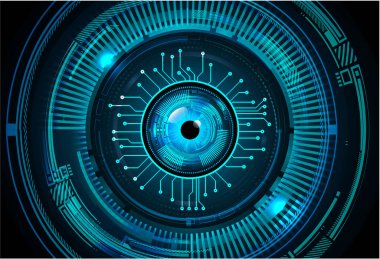 Mavi göz siber devre gelecekteki teknoloji konsepti