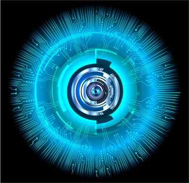 Mavi göz siber devre gelecekteki teknoloji konsepti