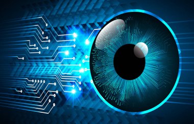 Mavi göz siber devre gelecekteki teknoloji konsepti