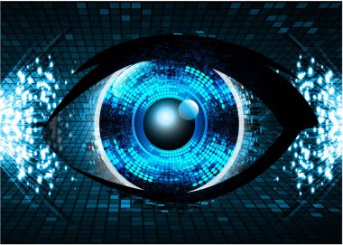 Mavi göz siber devre gelecekteki teknoloji konsepti