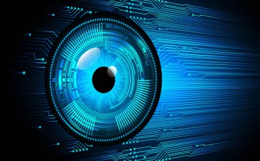 Mavi göz siber devre gelecekteki teknoloji konsepti