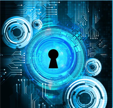 anahtar deliğine sahip siber güvenlik kavramı, soyut yüksek hızlı dijital internet bağlantı tasarımı