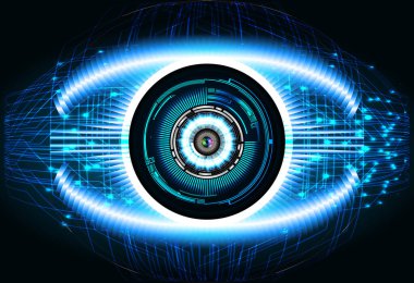 Mavi göz siber devre gelecekteki teknoloji konsepti