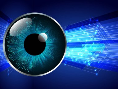 güvenlik siber konsepti göz, soyut yüksek hızlı dijital internet bağlantısı tasarımı
