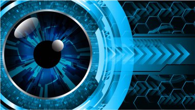 güvenlik siber konsepti göz, soyut yüksek hızlı dijital internet bağlantısı tasarımı