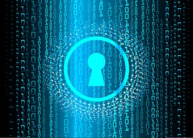 Kilitli siber güvenlik kavramı, soyut yüksek hızlı dijital internet bağlantısı tasarımı