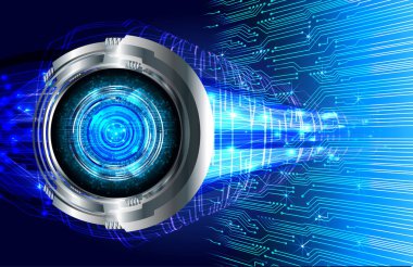 Mavi göz siber devre gelecekteki teknoloji konsepti