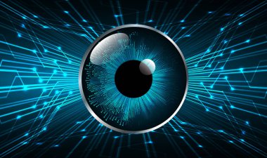 Mavi göz siber devre gelecekteki teknoloji konsepti