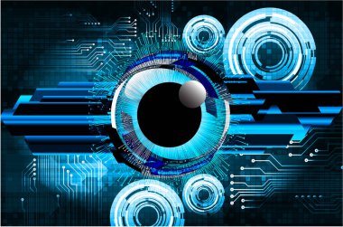 güvenlik siber konsepti göz, soyut yüksek hızlı dijital internet bağlantısı tasarımı